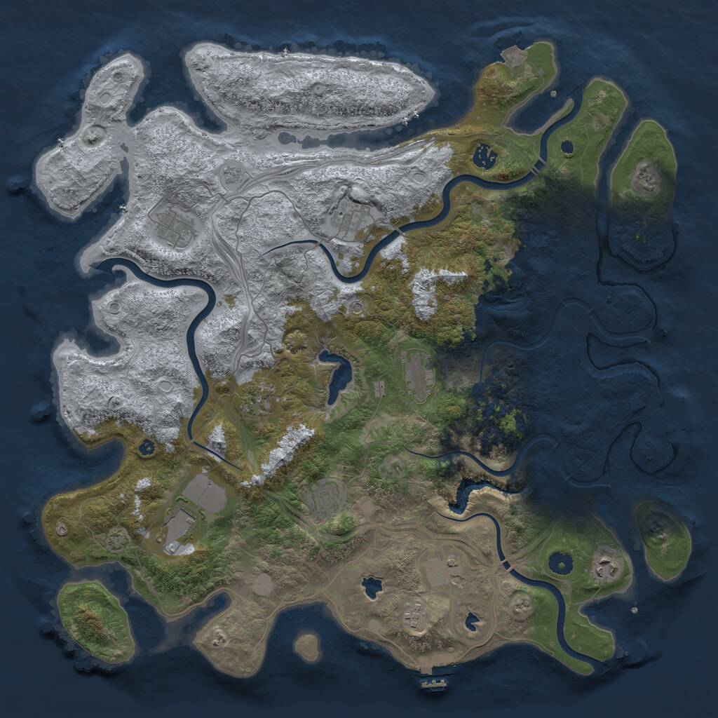 Rust Map: Procedural Map, Size: 4500, Seed: 42328589, 16 Monuments