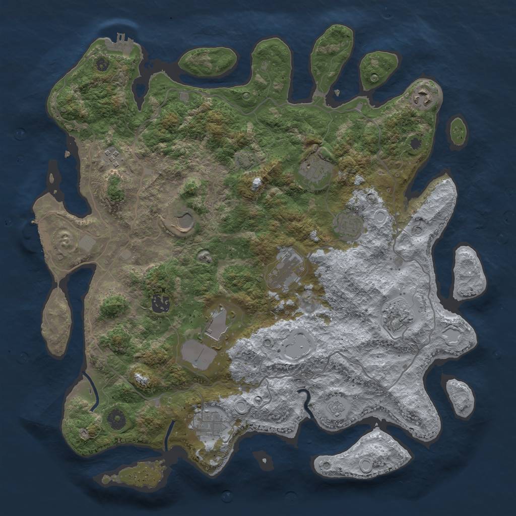 Rust Map: Procedural Map, Size: 4000, Seed: 40614317, 18 Monuments