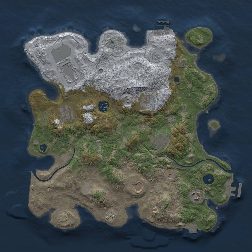 Rust Map: Procedural Map, Size: 3500, Seed: 2061039612, 14 Monuments