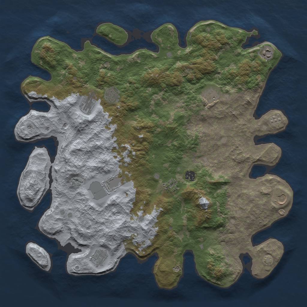 Rust Map: Barren, Size: 4500, Seed: 1161077559, 14 Monuments