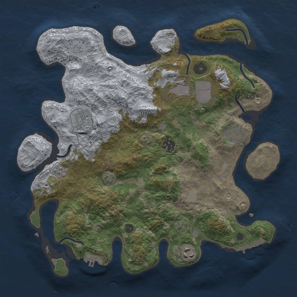 Rust Map: Procedural Map, Size: 3500, Seed: 1118051684, 14 Monuments