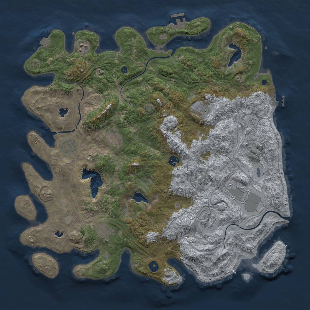 Rust Map: Procedural Map, Size: 4500, Seed: 1917087487, 15 Monuments