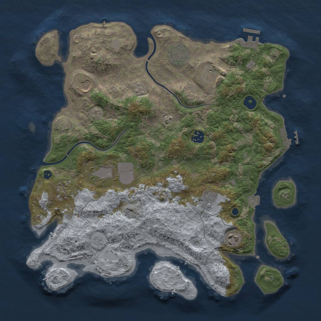 Rust Map: Procedural Map, Size: 3800, Seed: 715457342, 15 Monuments