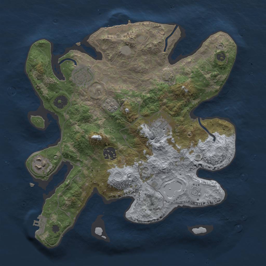 Rust Map: Procedural Map, Size: 3000, Seed: 1293077183, 13 Monuments