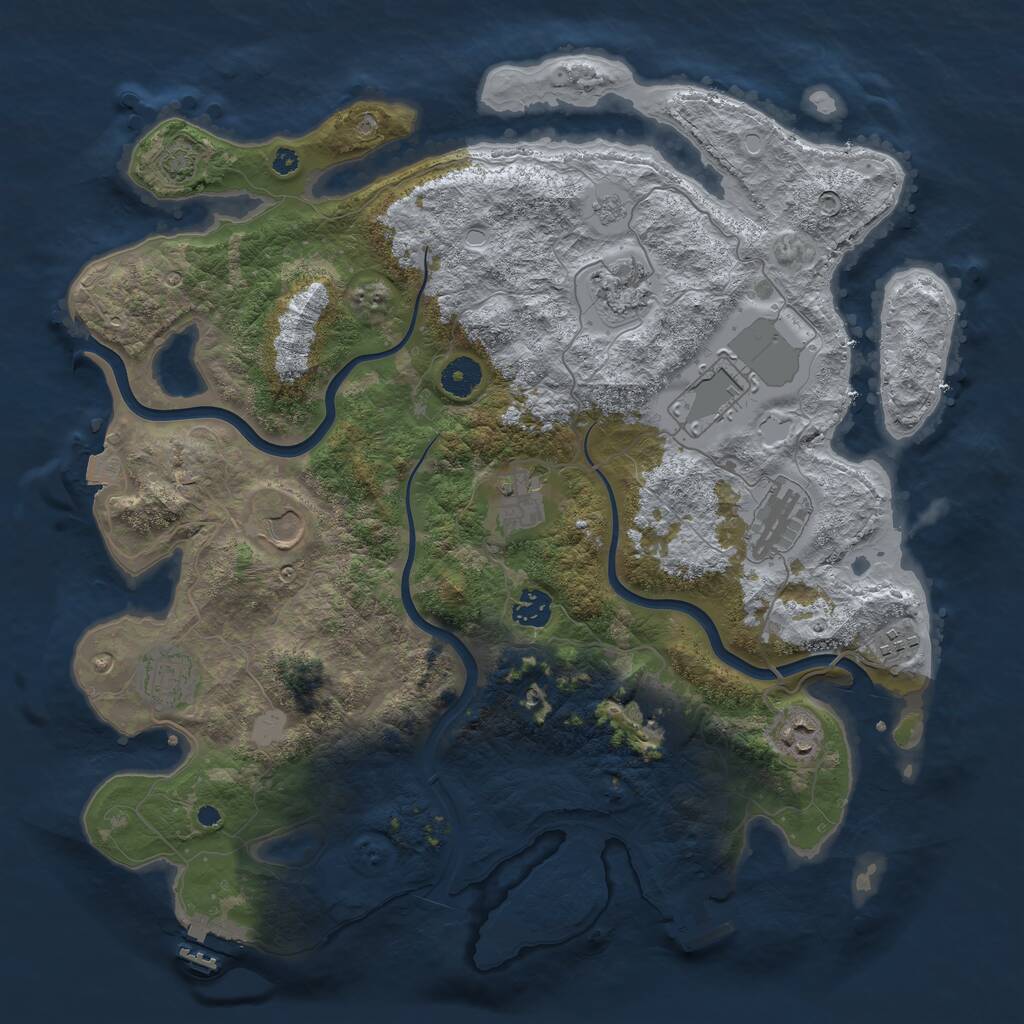 Rust Map: Procedural Map, Size: 3950, Seed: 14286173, 16 Monuments