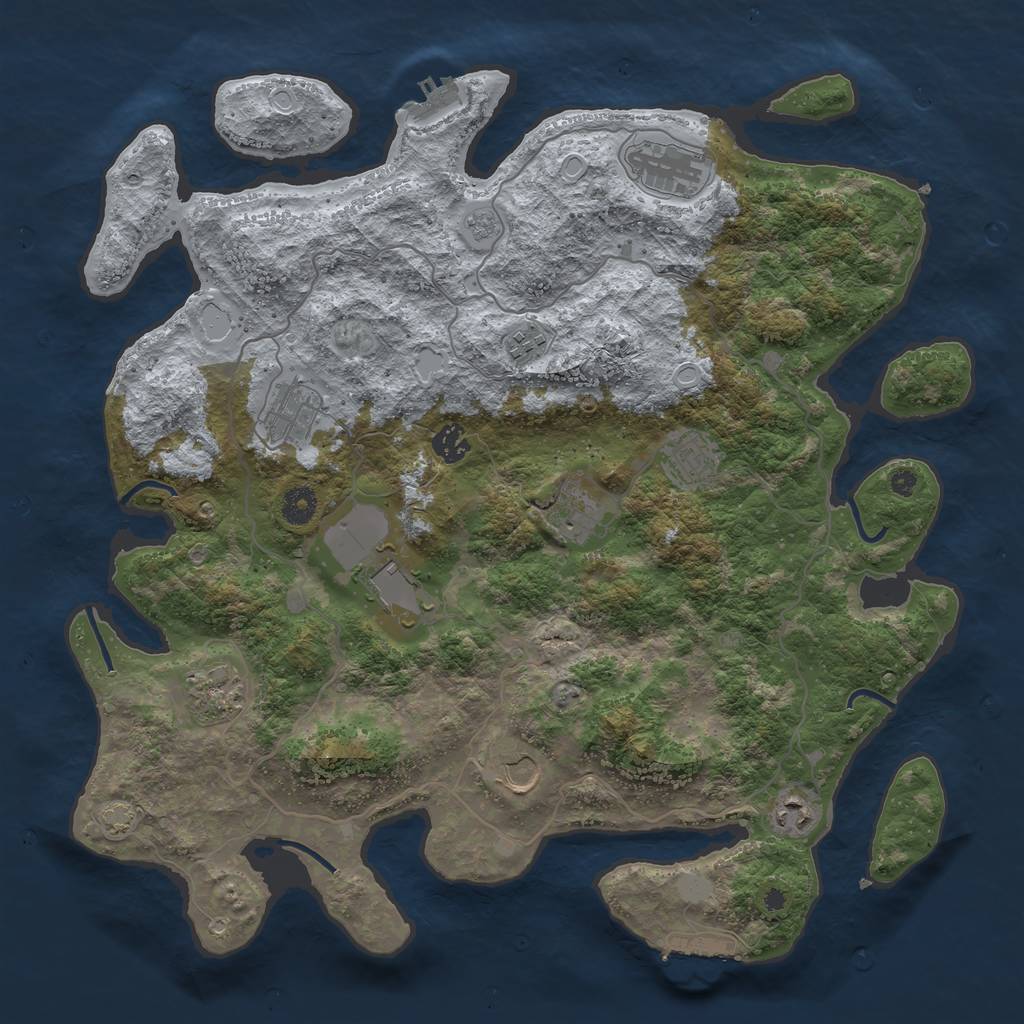 Rust Map: Procedural Map, Size: 4100, Seed: 64024451, 17 Monuments