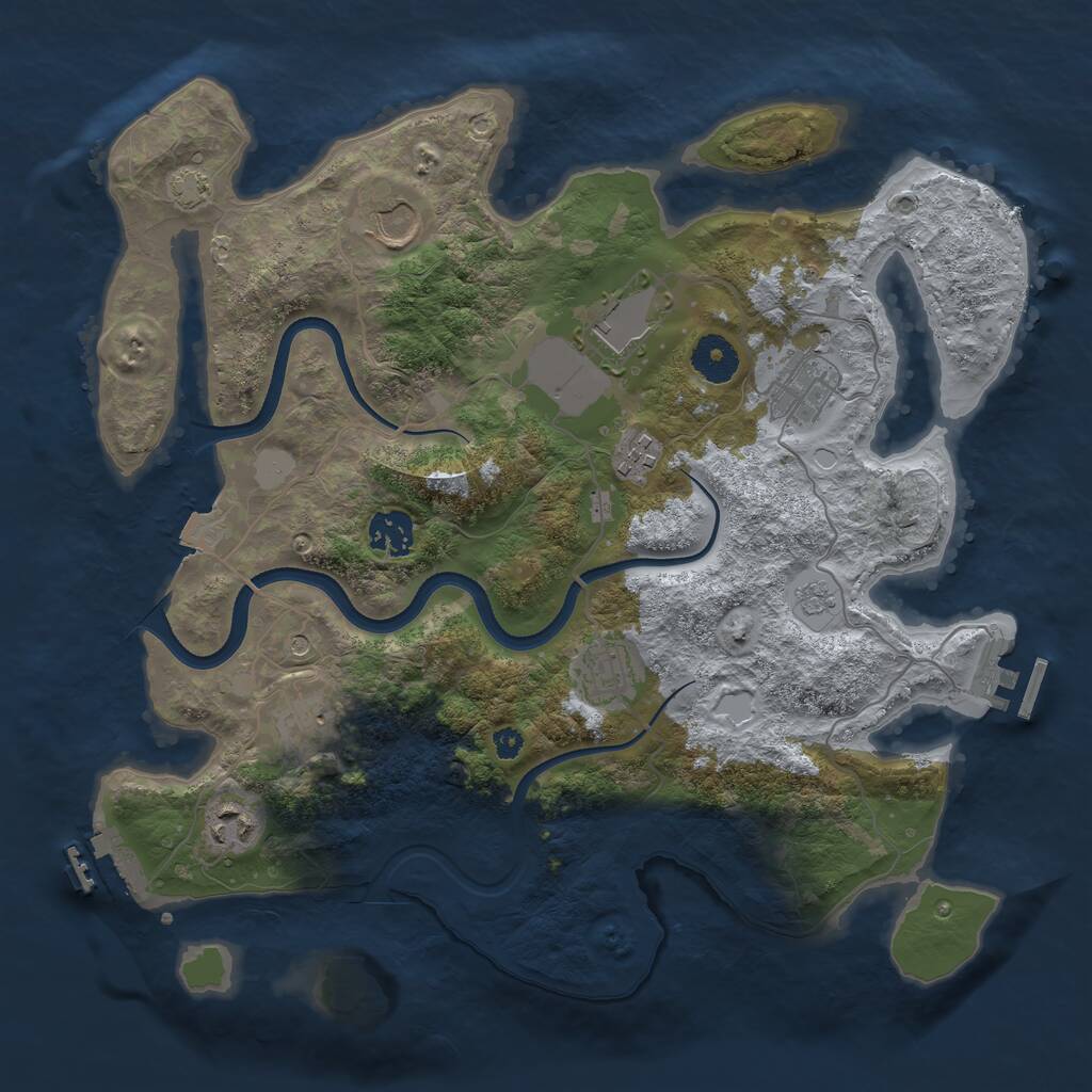 Rust Map: Procedural Map, Size: 3550, Seed: 16324573, 14 Monuments