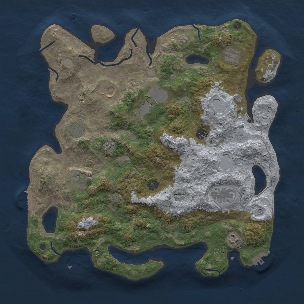 Rust Map: Procedural Map, Size: 4100, Seed: 53807699, 17 Monuments
