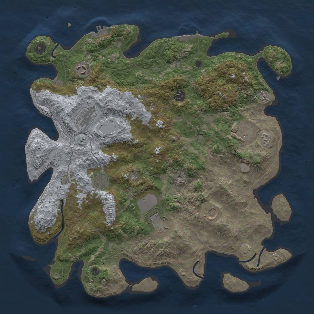 Rust Map: Procedural Map, Size: 4100, Seed: 47545395, 16 Monuments