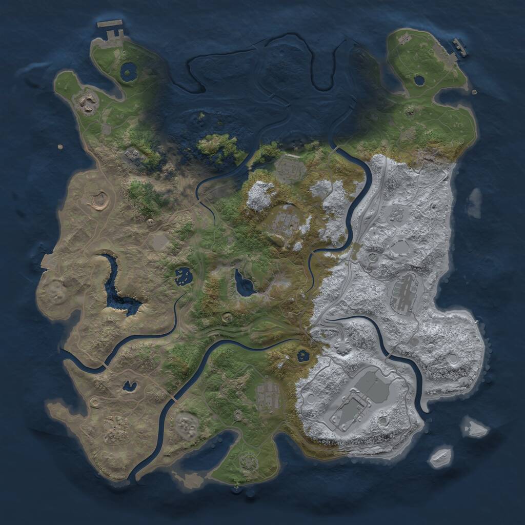 Rust Map: Procedural Map, Size: 4250, Seed: 1045444558, 16 Monuments
