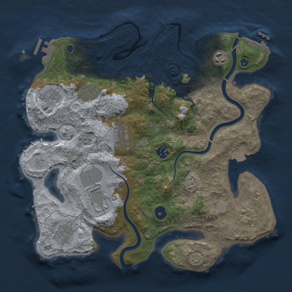 Rust Map: Procedural Map, Size: 3550, Seed: 35292303, 15 Monuments