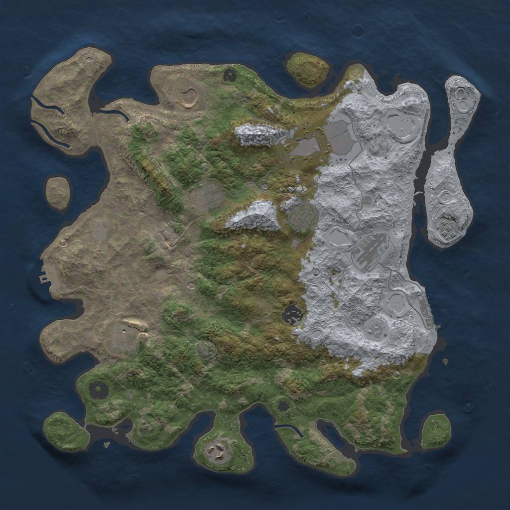 Rust Map: Procedural Map, Size: 3950, Seed: 32052411, 17 Monuments