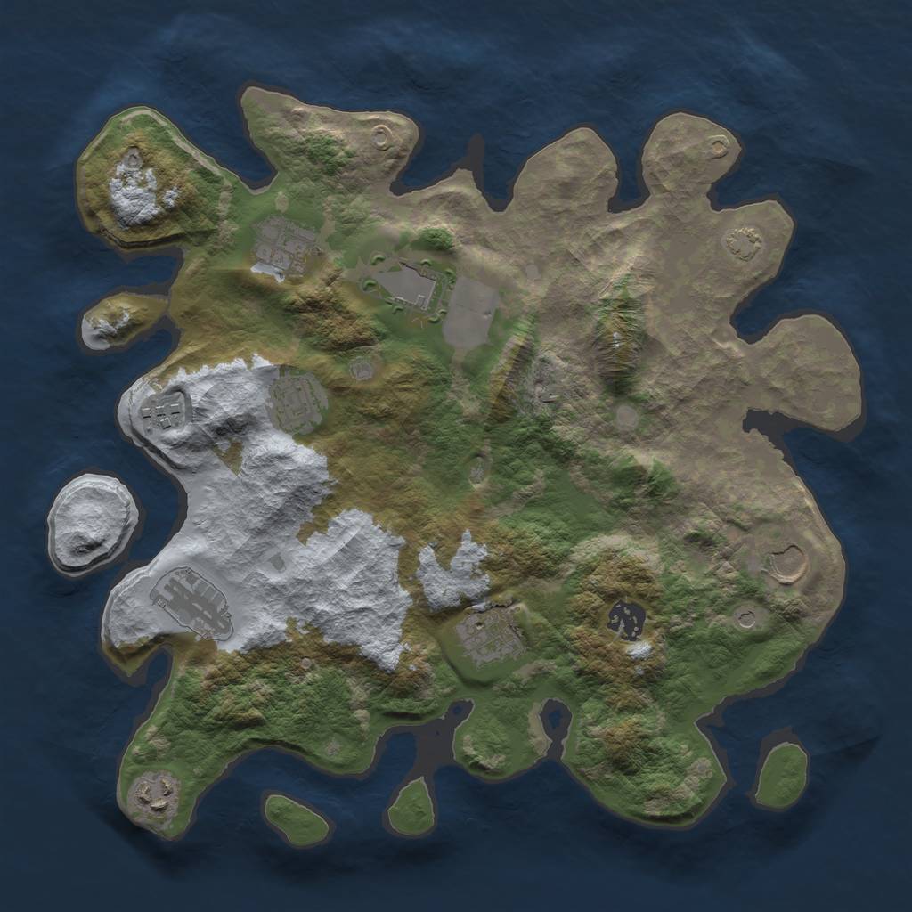 Rust Map: Barren, Size: 3500, Seed: 428621450, 13 Monuments