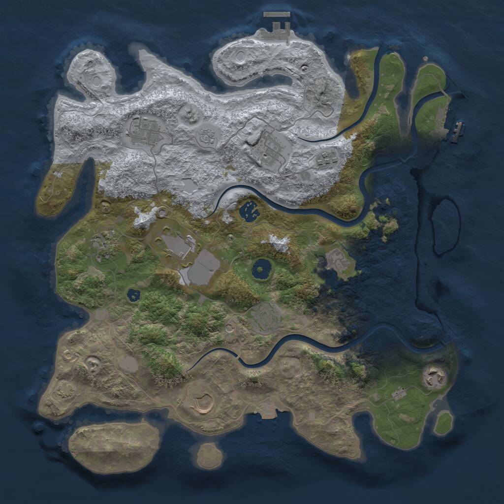 Rust Map: Procedural Map, Size: 3800, Seed: 113066305, 16 Monuments
