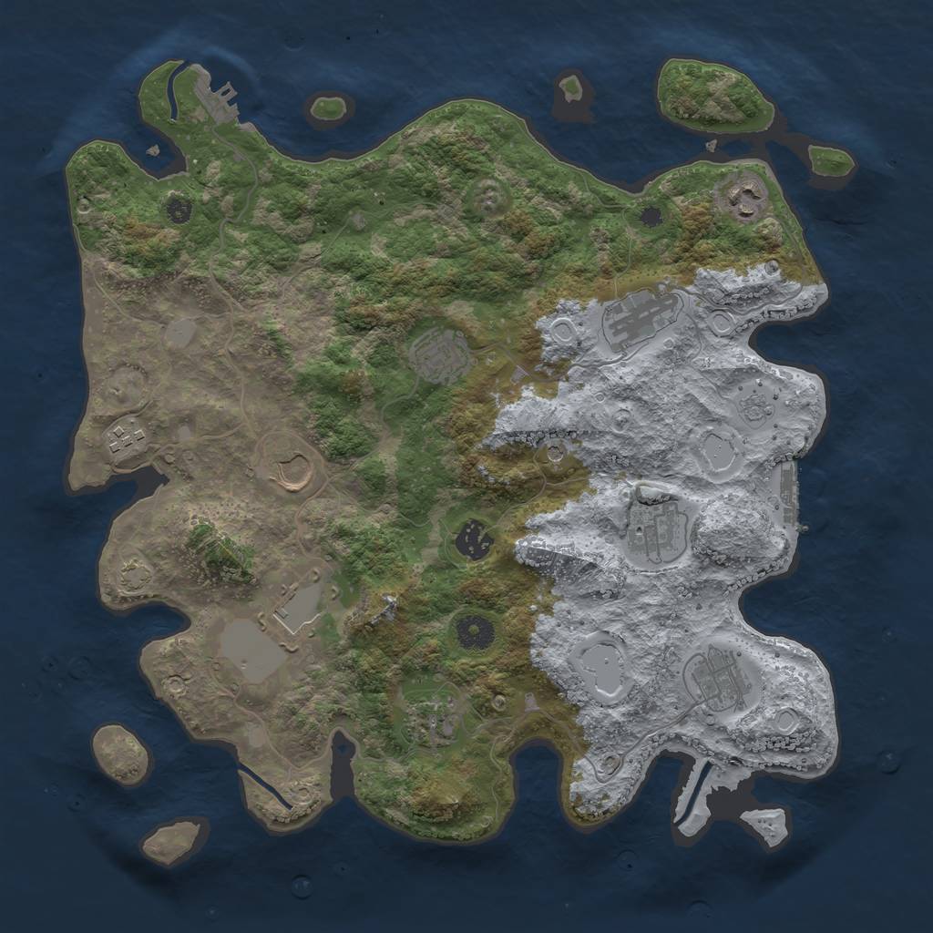 Rust Map: Procedural Map, Size: 3800, Seed: 9586763, 18 Monuments