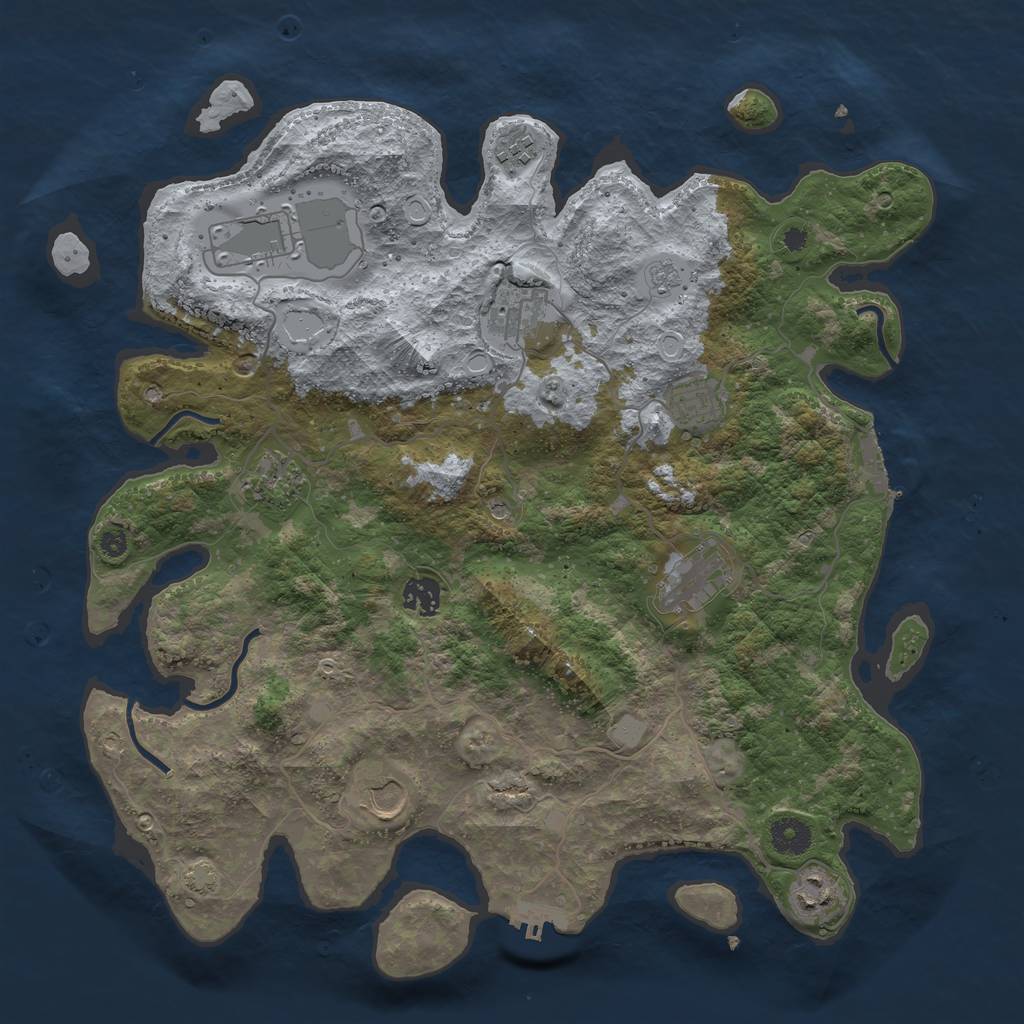 Rust Map: Procedural Map, Size: 3900, Seed: 51167373, 17 Monuments