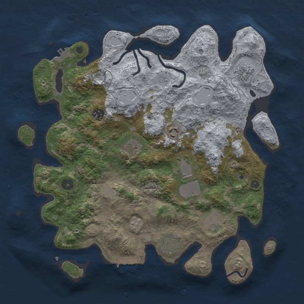 Rust Map: Procedural Map, Size: 3800, Seed: 21532655, 16 Monuments