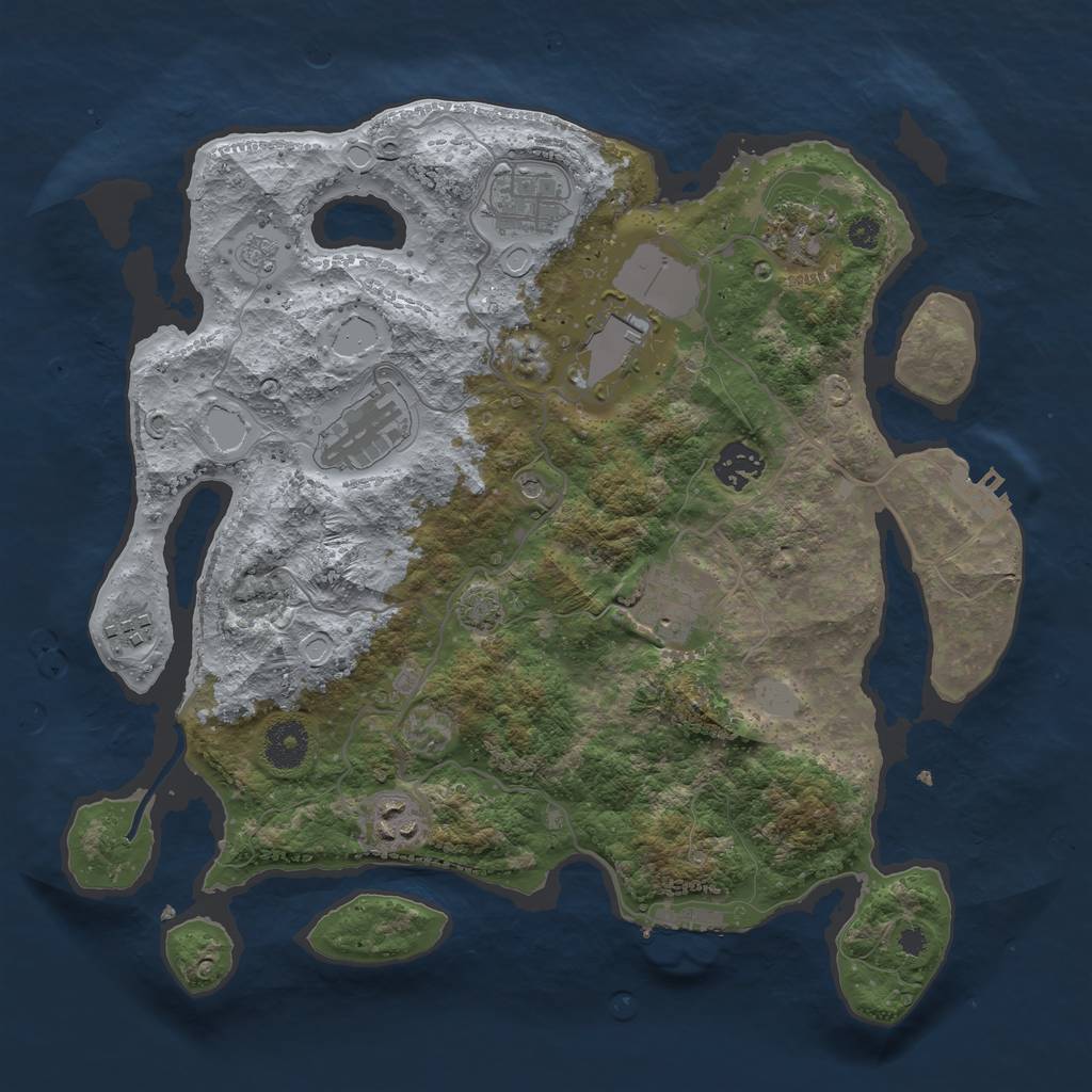 Rust Map: Procedural Map, Size: 3500, Seed: 457926620, 16 Monuments