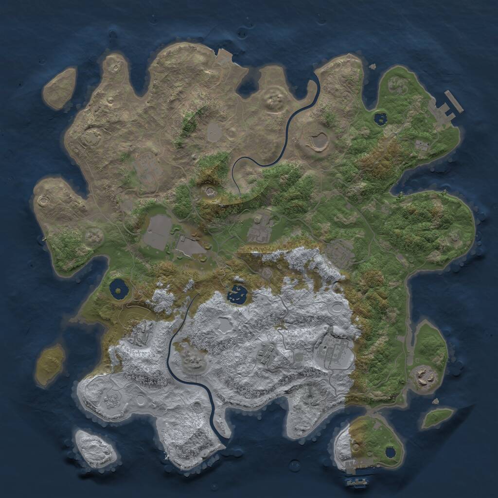 Rust Map: Procedural Map, Size: 3850, Seed: 66225201, 16 Monuments
