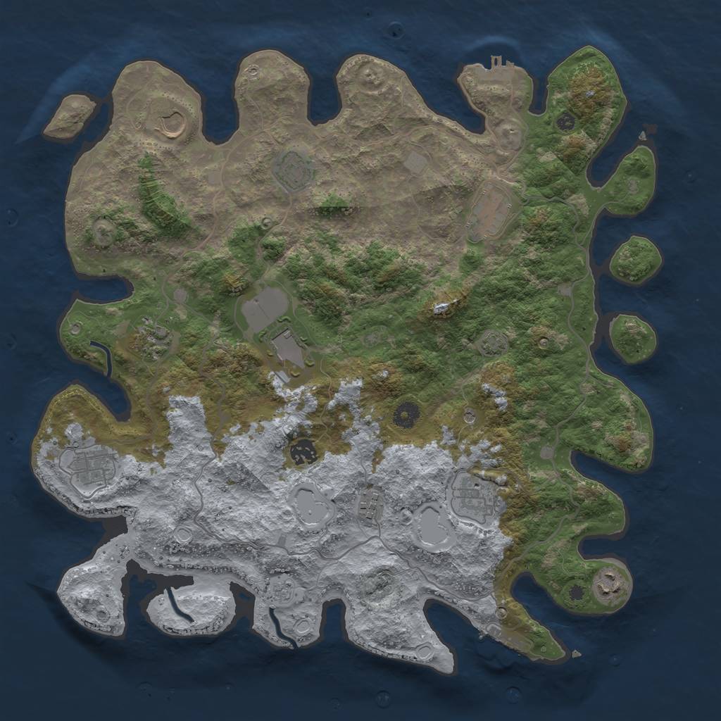Rust Map: Procedural Map, Size: 4100, Seed: 77752804, 18 Monuments