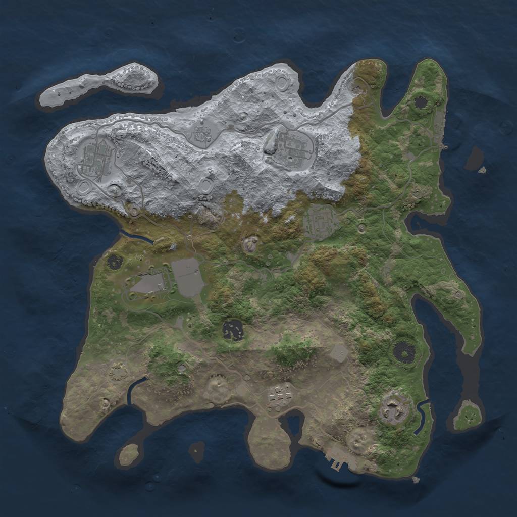 Rust Map: Procedural Map, Size: 3500, Seed: 606439211, 15 Monuments