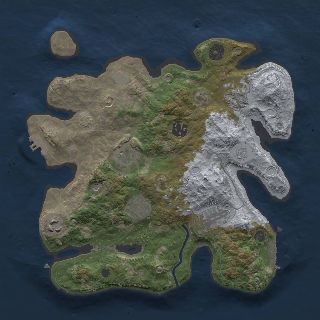 Rust Map: Procedural Map, Size: 3000, Seed: 1640365335, 14 Monuments
