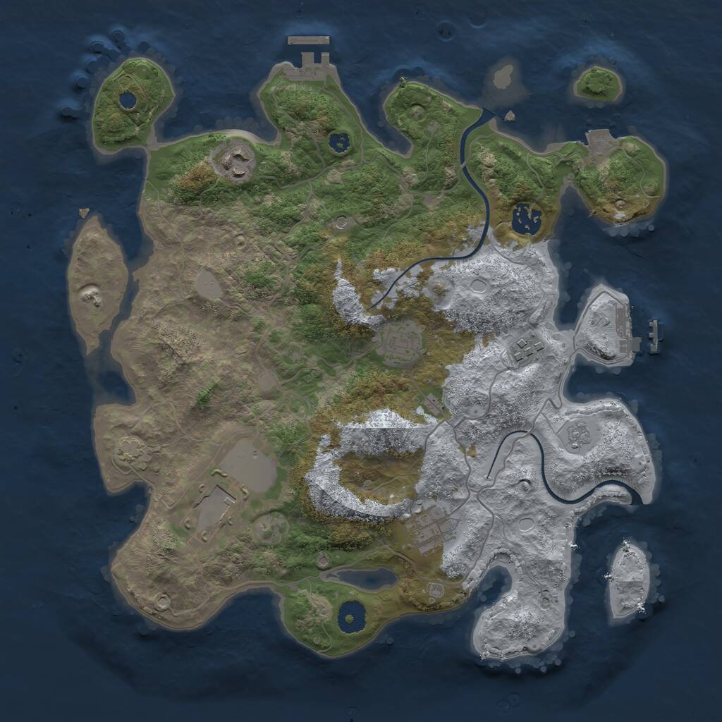 Rust Map: Procedural Map, Size: 3500, Seed: 1495602, 12 Monuments