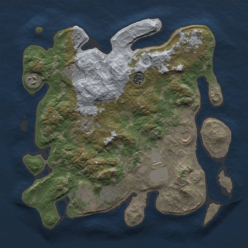 Rust Map: Barren, Size: 3500, Seed: 1093632475, 13 Monuments