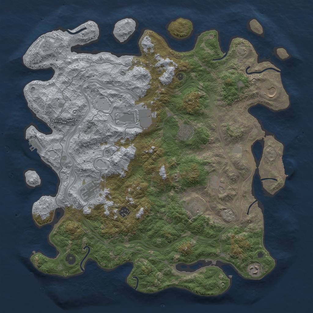 Rust Map: Procedural Map, Size: 4500, Seed: 57561, 17 Monuments