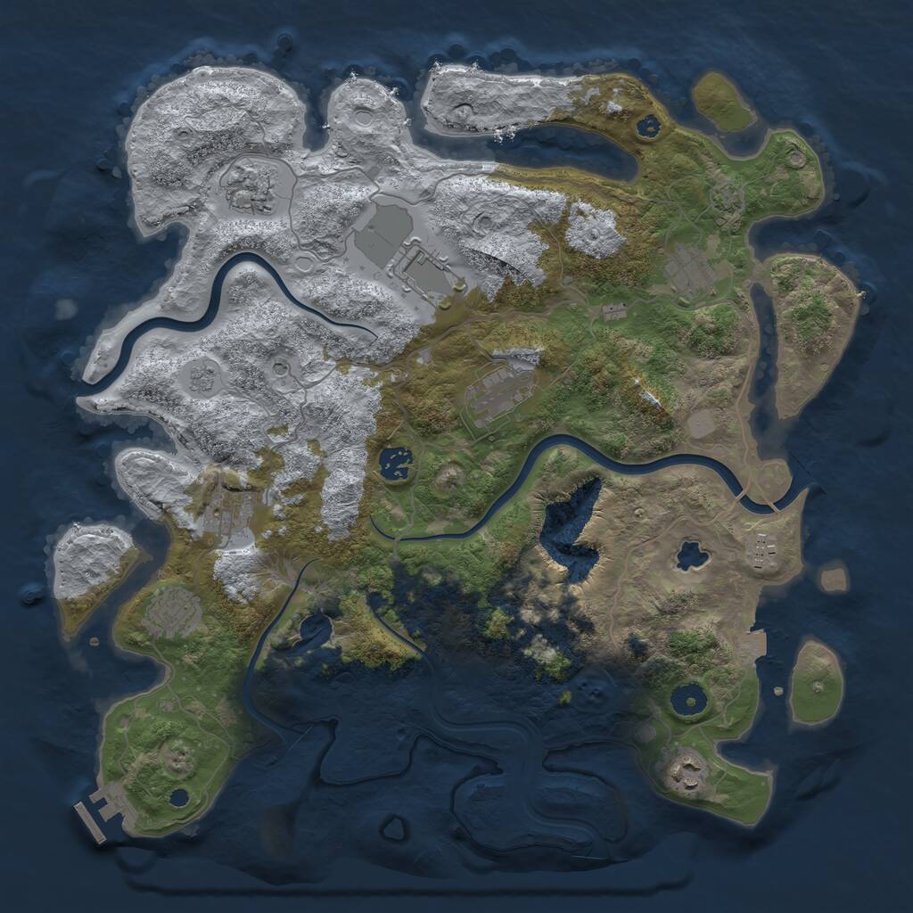 Rust Map: Procedural Map, Size: 4000, Seed: 2624, 14 Monuments