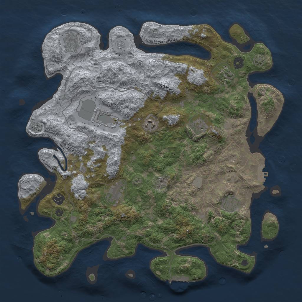 Rust Map: Procedural Map, Size: 4000, Seed: 2624, 17 Monuments