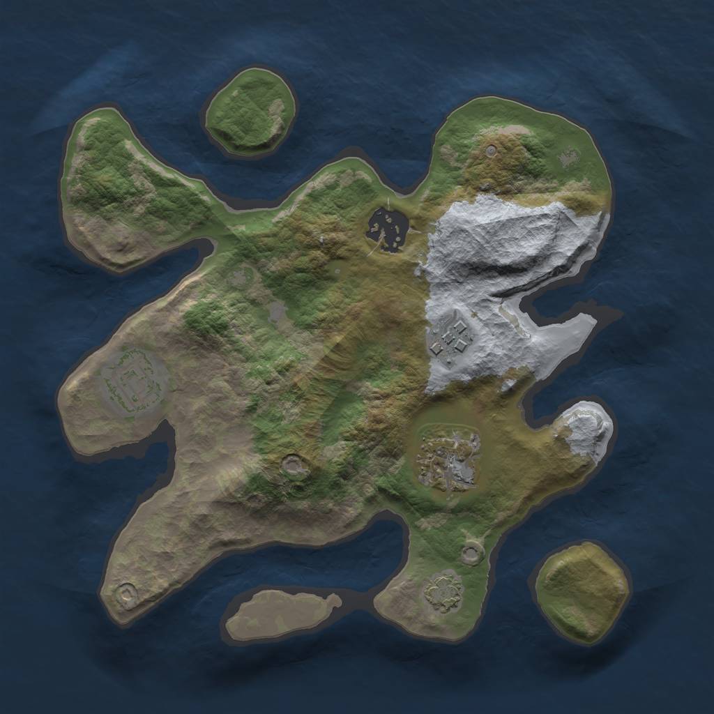 Rust Map: Barren, Size: 2500, Seed: 1512513, 7 Monuments