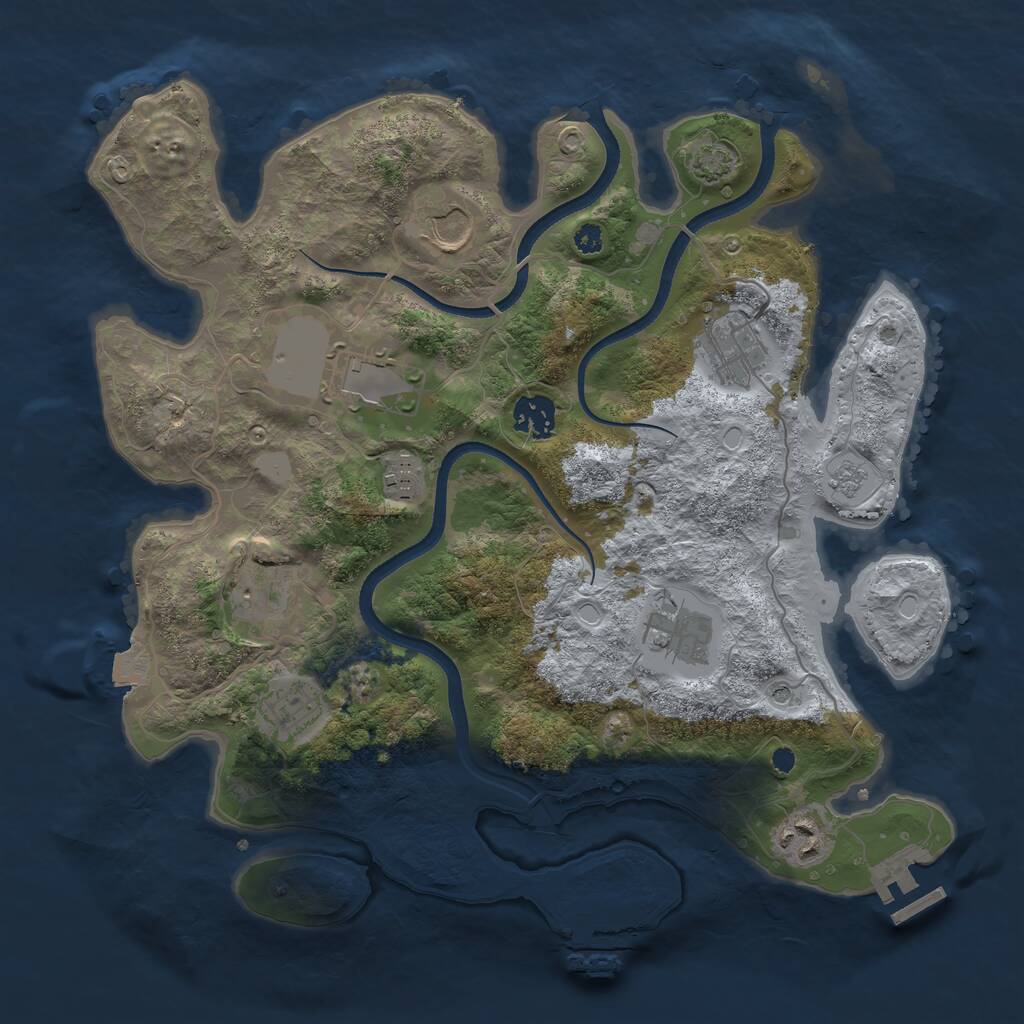 Rust Map: Procedural Map, Size: 3500, Seed: 1729526053, 15 Monuments