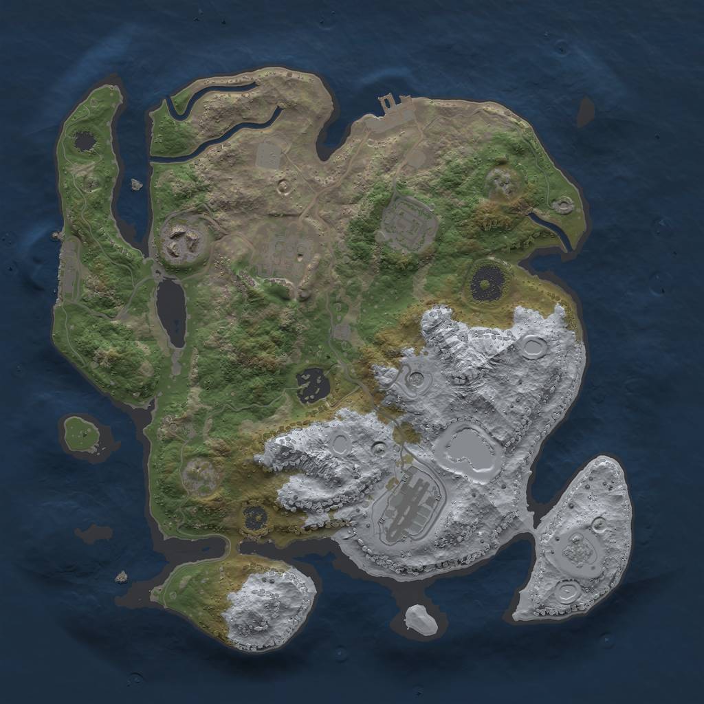 Rust Map: Procedural Map, Size: 3000, Seed: 231894873, 12 Monuments