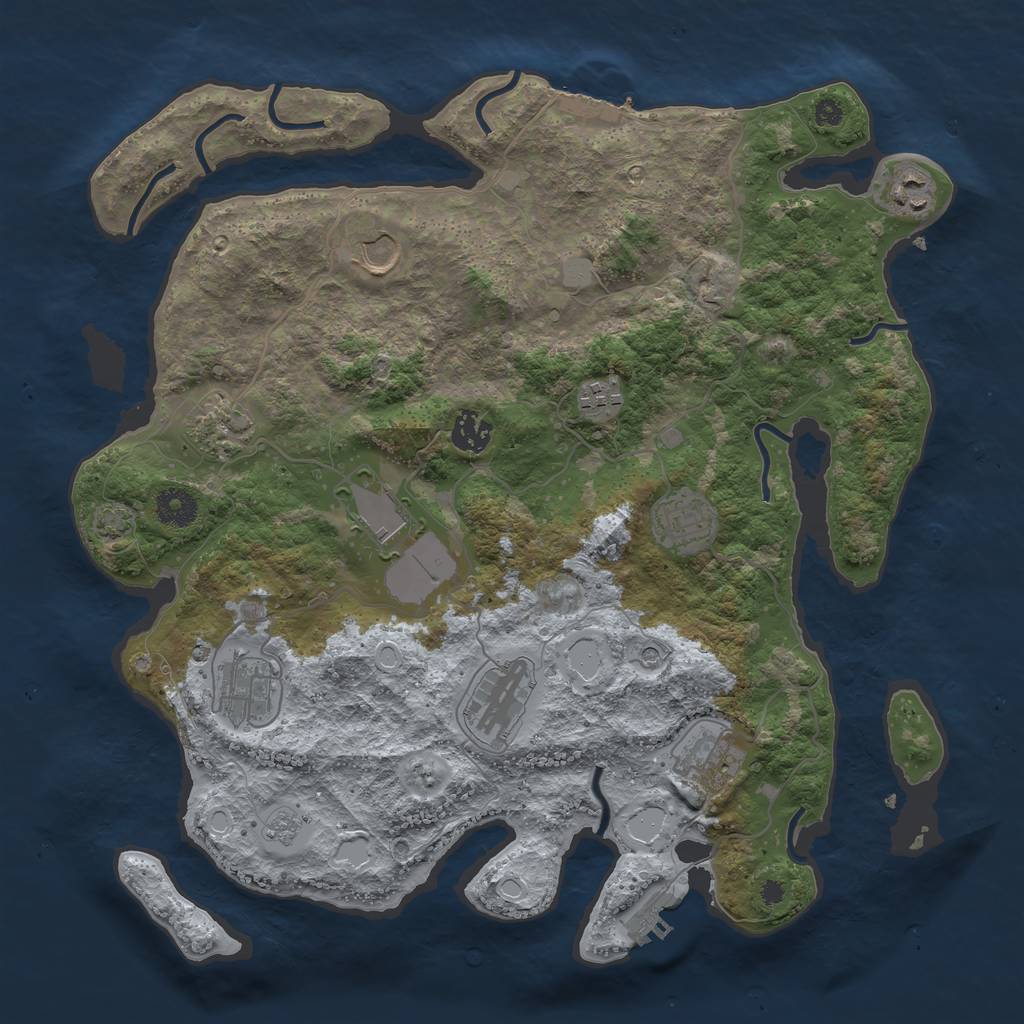 Rust Map: Procedural Map, Size: 3750, Seed: 538404049, 18 Monuments
