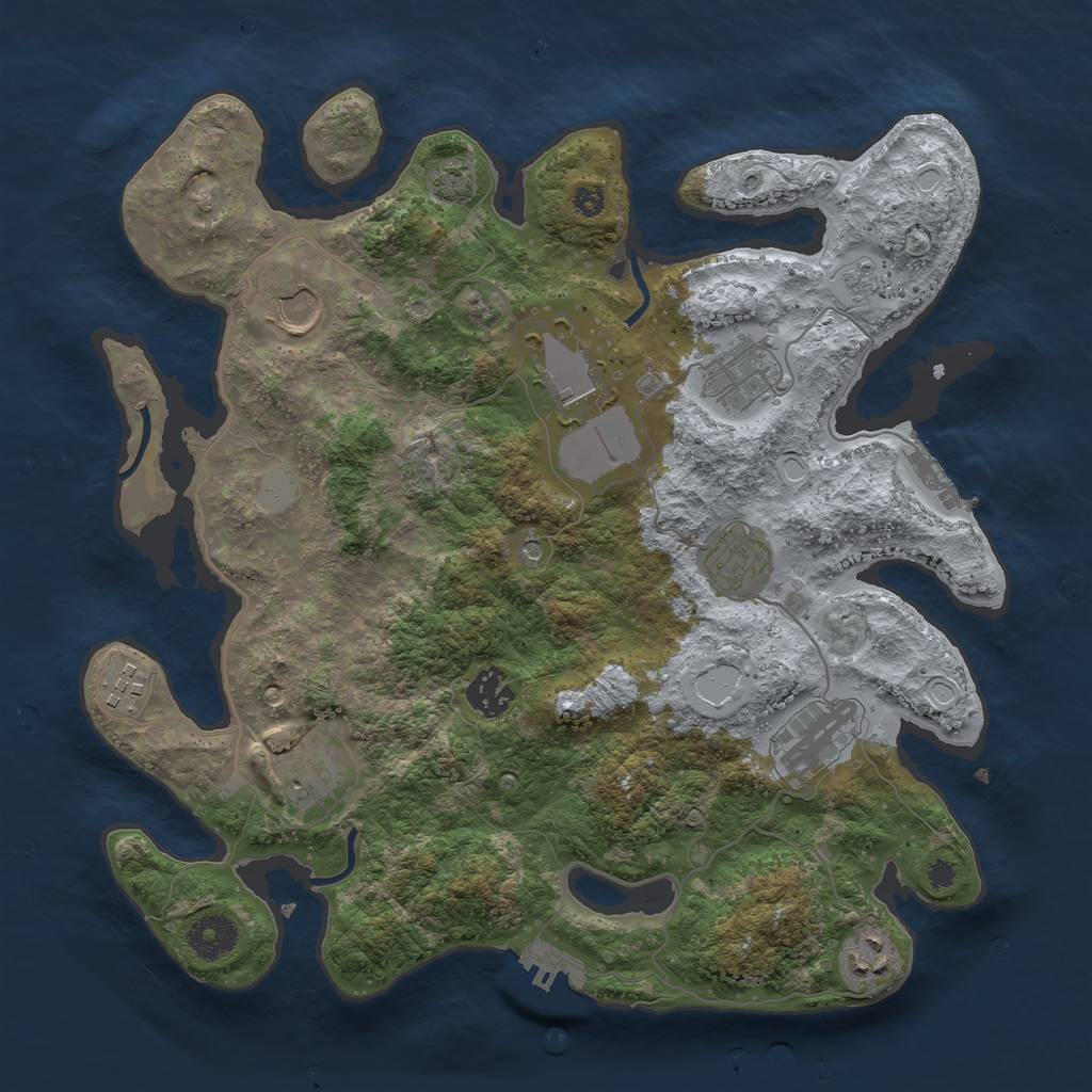 Rust Map: Procedural Map, Size: 3500, Seed: 1977453625, 17 Monuments
