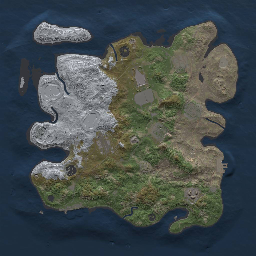 Rust Map: Procedural Map, Size: 3500, Seed: 1300261051, 16 Monuments