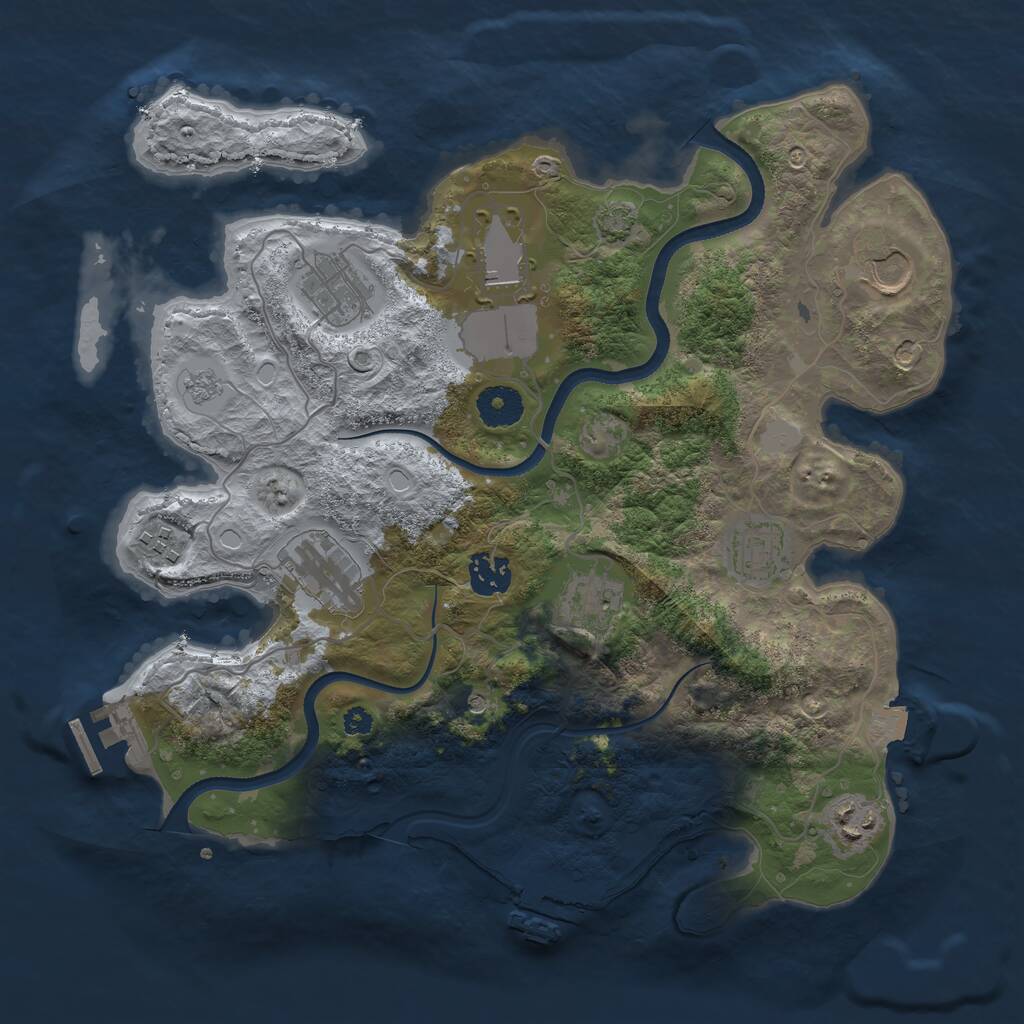 Rust Map: Procedural Map, Size: 3500, Seed: 1300261051, 15 Monuments