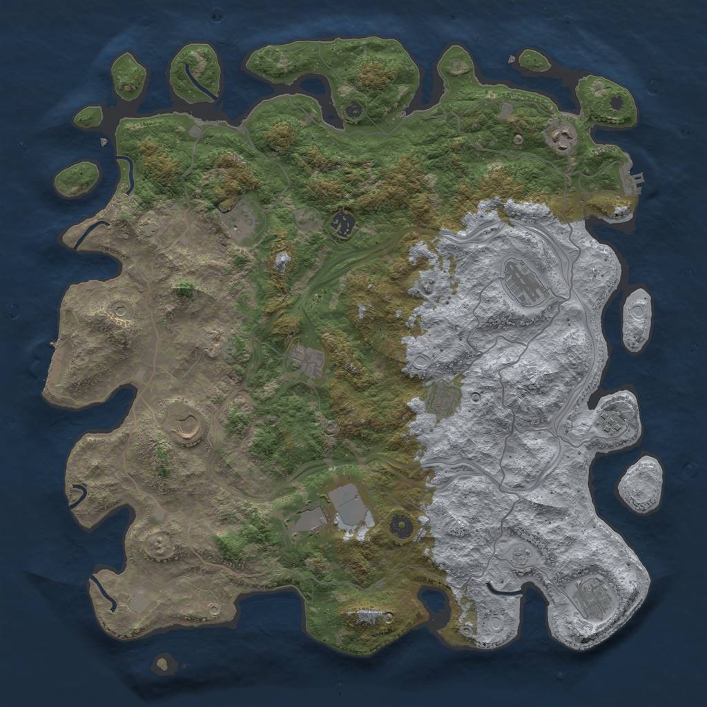 Rust Map: Procedural Map, Size: 4500, Seed: 1259896083, 18 Monuments