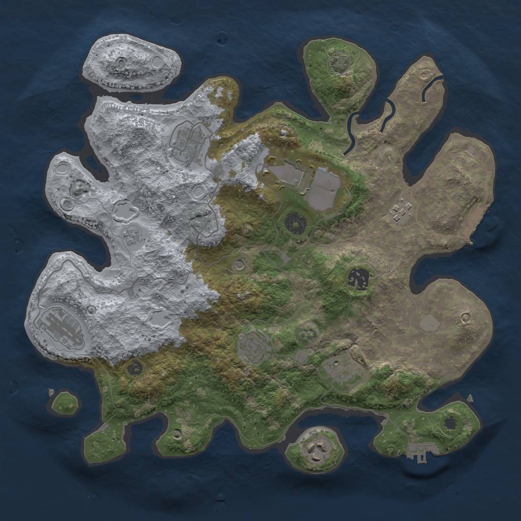 Rust Map: Procedural Map, Size: 3500, Seed: 9183711, 16 Monuments