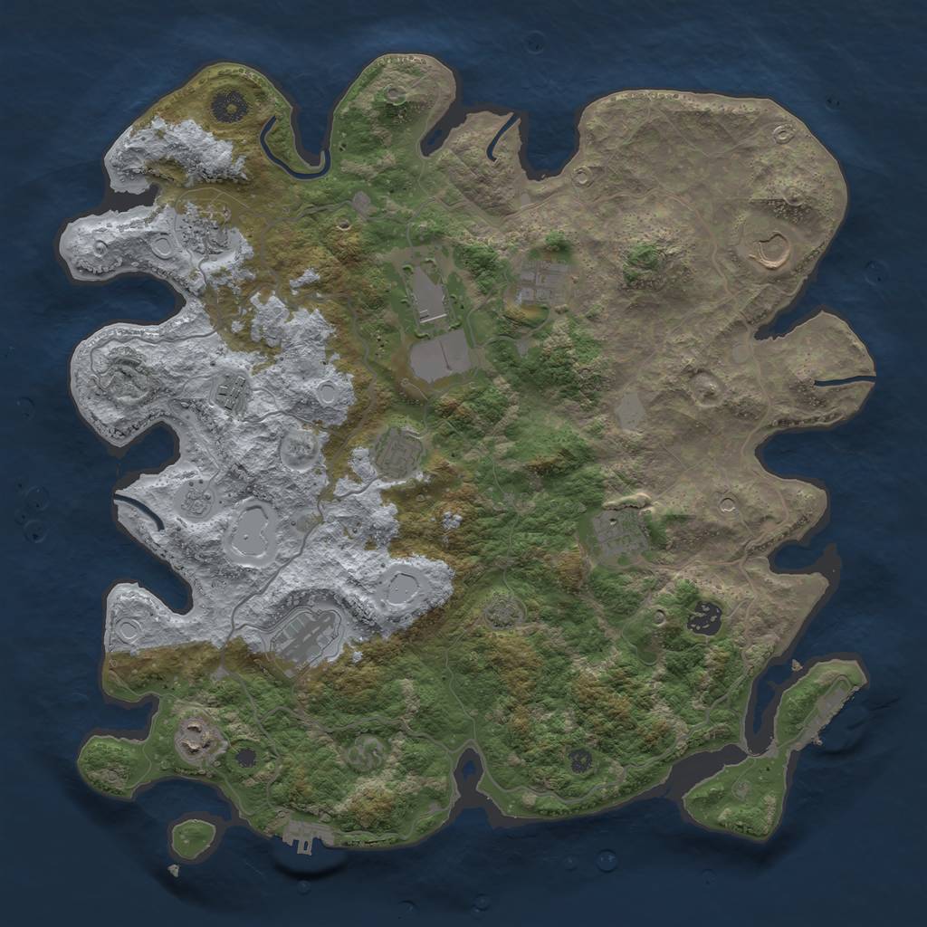 Rust Map: Procedural Map, Size: 4000, Seed: 4356, 18 Monuments