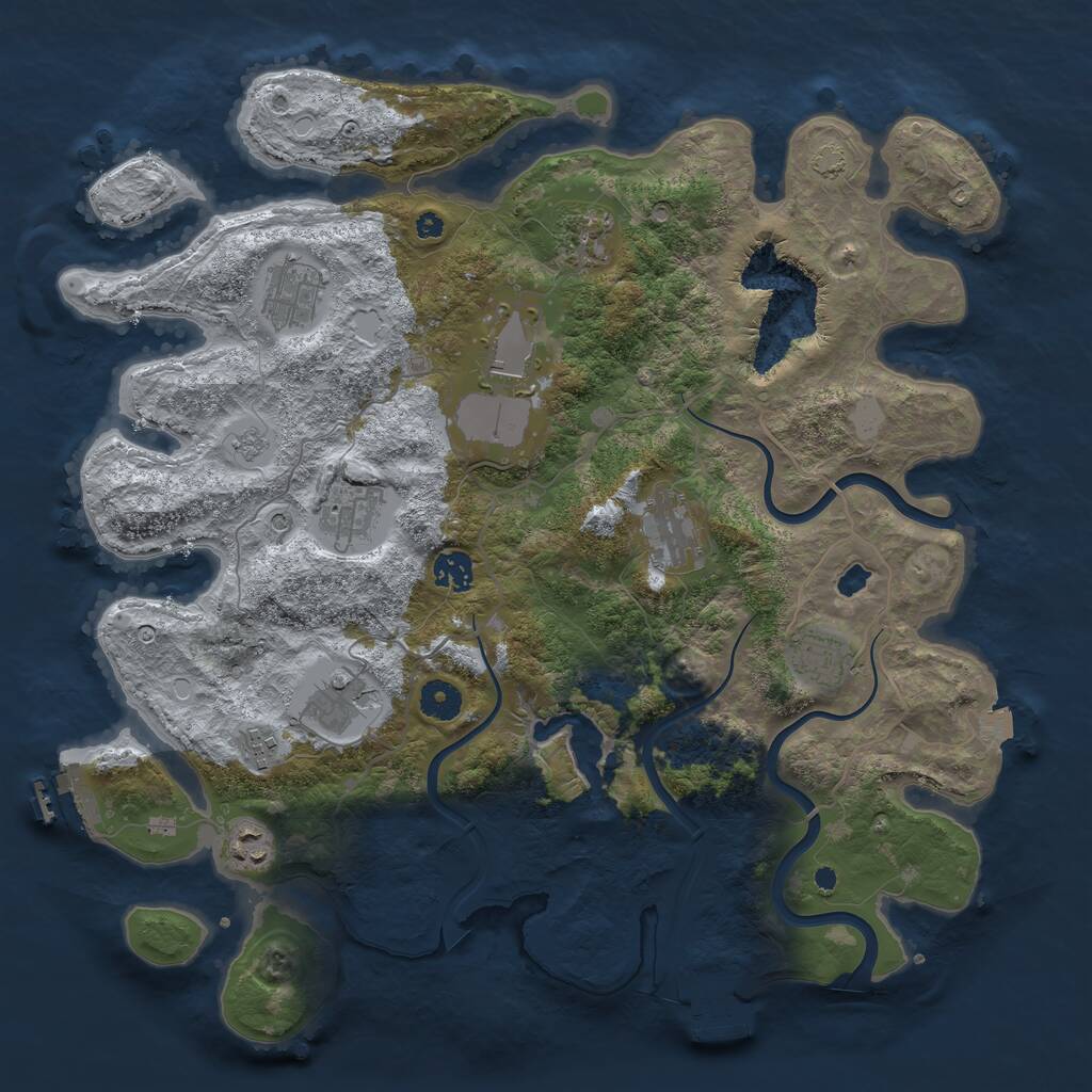 Rust Map: Procedural Map, Size: 4000, Seed: 1674281409, 16 Monuments