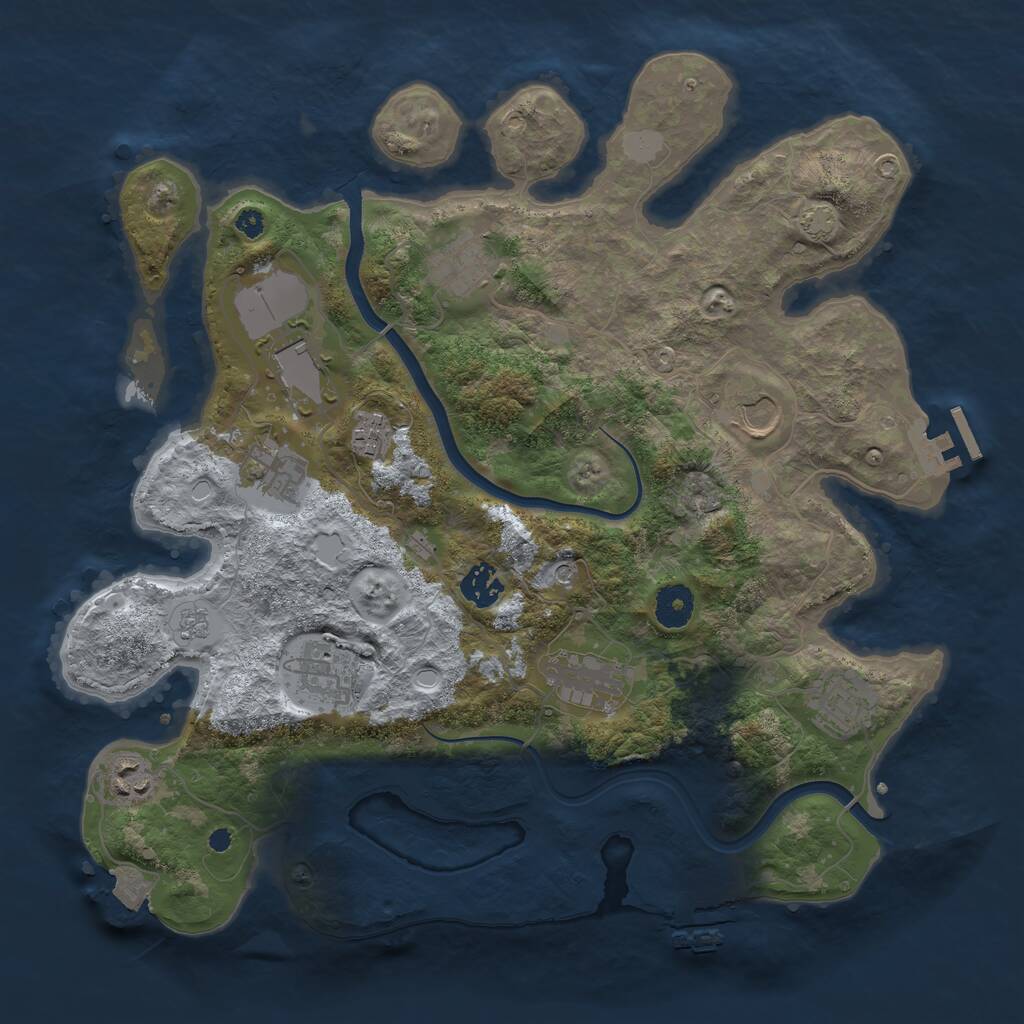 Rust Map: Procedural Map, Size: 3700, Seed: 1959510462, 16 Monuments