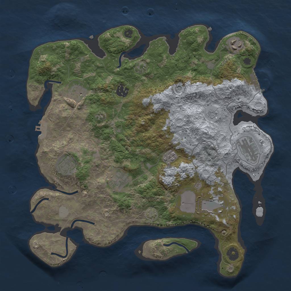Rust Map: Procedural Map, Size: 3500, Seed: 2374058, 16 Monuments