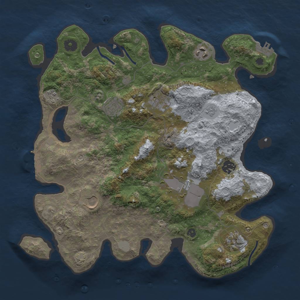 Rust Map: Procedural Map, Size: 3500, Seed: 723981581, 16 Monuments