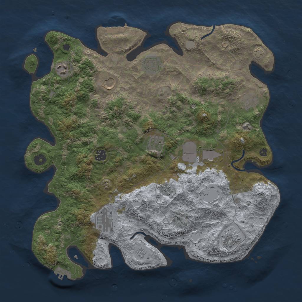 Rust Map: Procedural Map, Size: 3850, Seed: 77, 17 Monuments