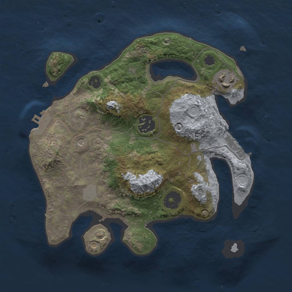 Rust Map: Procedural Map, Size: 2500, Seed: 544696265, 8 Monuments