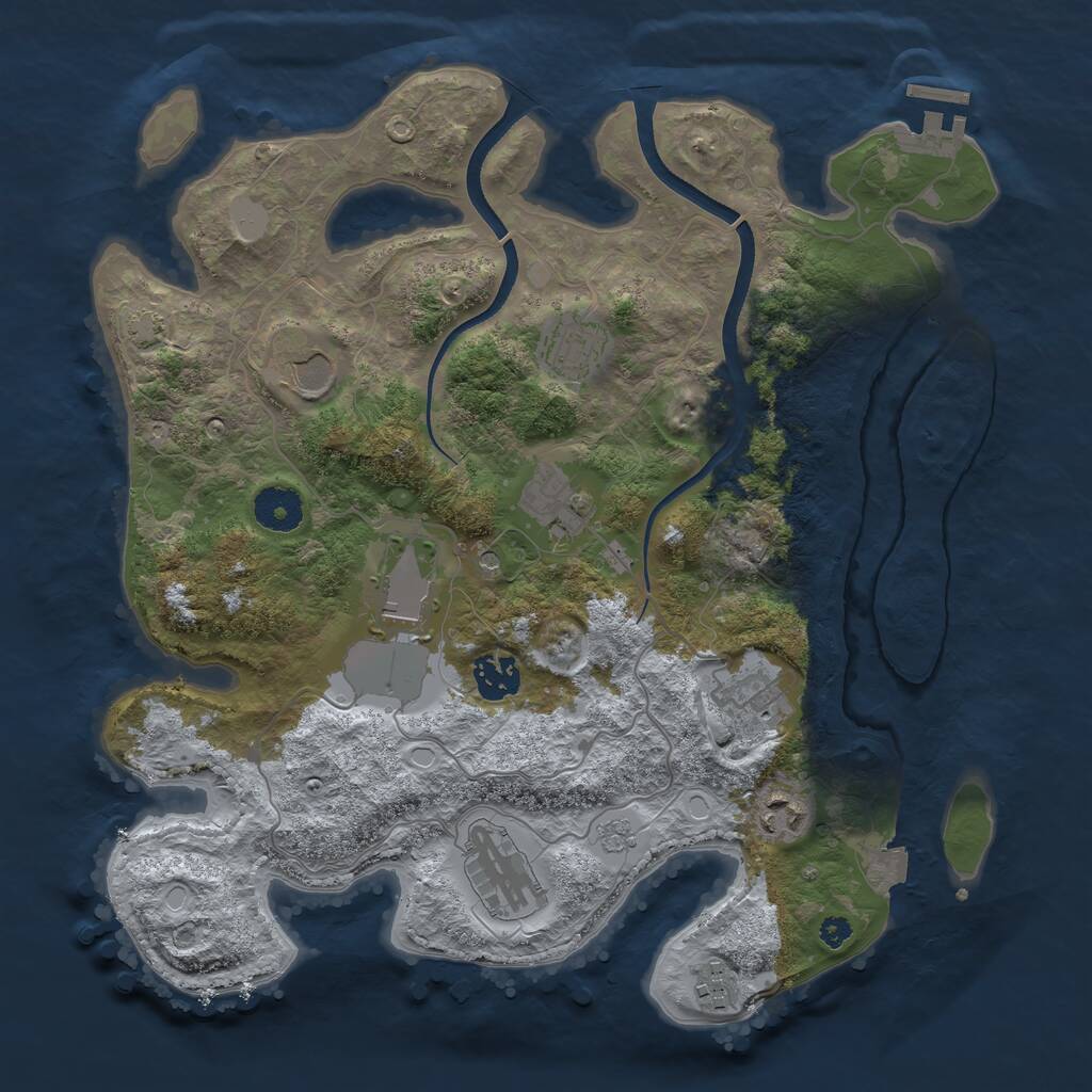 Rust Map: Procedural Map, Size: 3500, Seed: 598895118, 14 Monuments