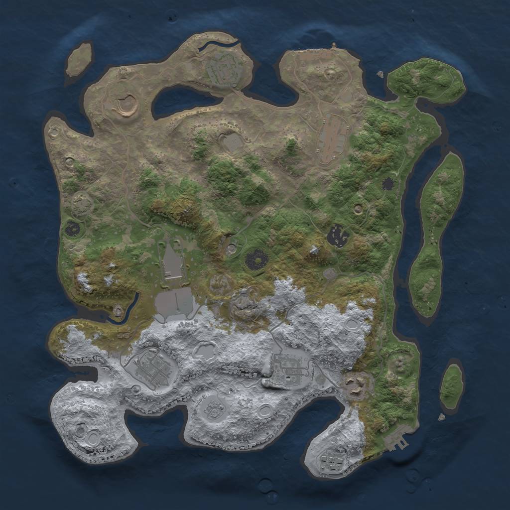 Rust Map: Procedural Map, Size: 3500, Seed: 598895118, 17 Monuments