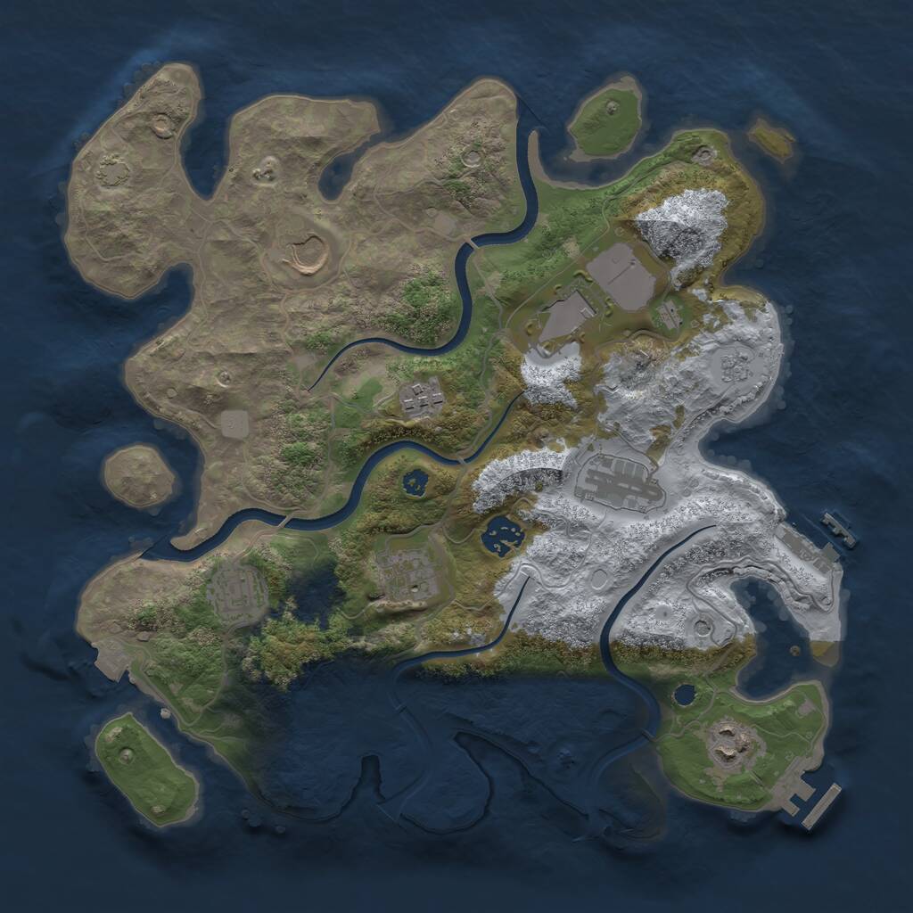 Rust Map: Procedural Map, Size: 3500, Seed: 876539986, 14 Monuments